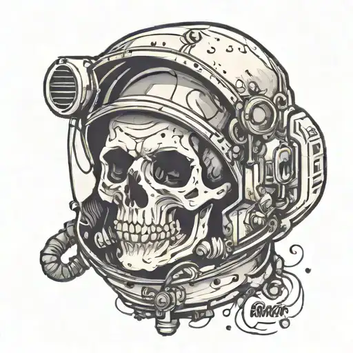 astronaut skull face tattoo tattoo design idea