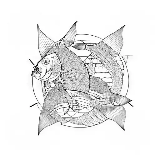 modern geometrical yakusa carp  tattoo design idea