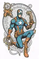 marvel characters with homelander shooting lasers tattoo design idea