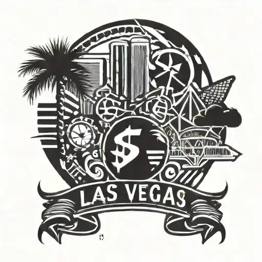 Las Vegas Sign as trash style tattoo design idea