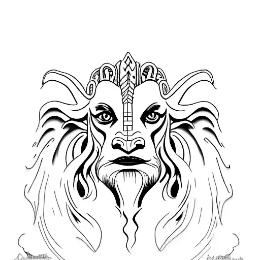 A minimalist design of Falkor's face merged with Johnny Depp's features tattoo design idea