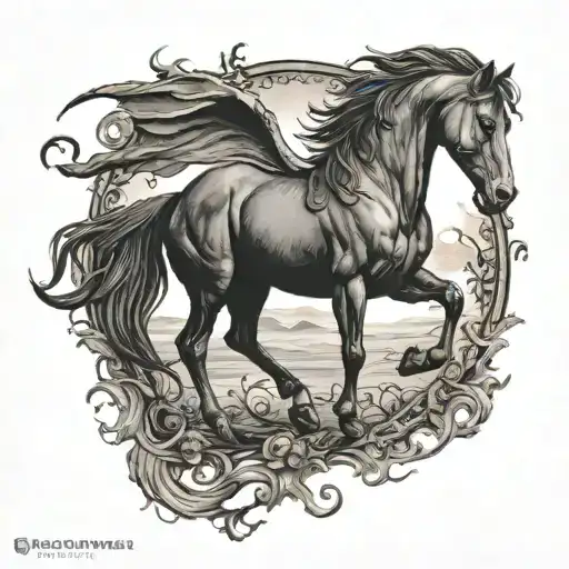 dark Thestral horse tattoo design idea