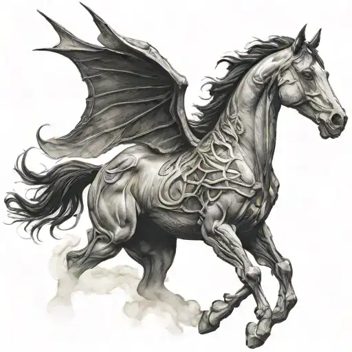 Thestral horse tattoo design idea