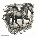 dark Thestral horse tattoo design idea