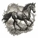 dark Thestral horse tattoo design idea