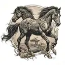 dark Thestral horse tattoo design idea