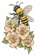bee on rose tattoo design idea