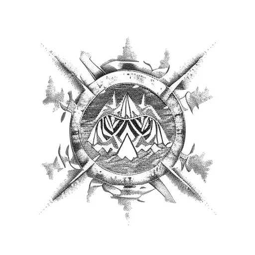 oceans wind mountain snow kite tattoo design idea