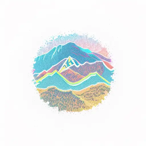 A film reel unraveling into a mountain range silhouette tattoo design idea