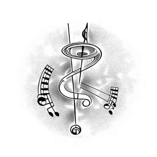 kokopelli in center with music notes  a tattoo design idea