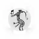 kokopelli in center with music notes  a tattoo design idea