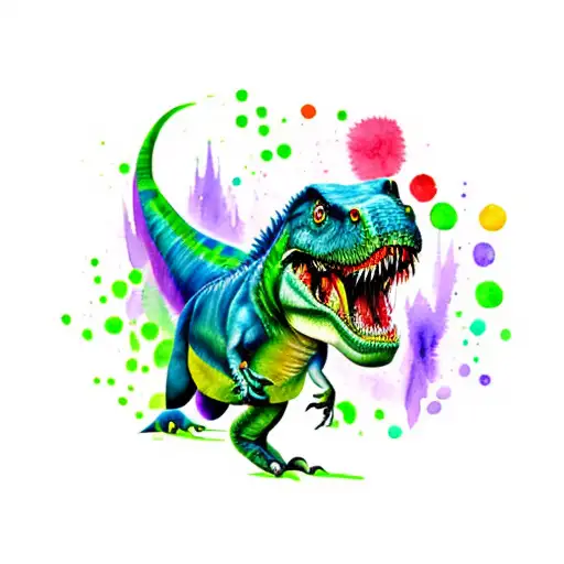 watercolor trex with green md ribbon  tattoo design idea