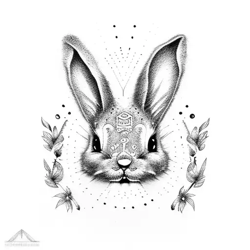 cute but scary stuffed rabbit tattoo design idea