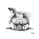 cute but scary stuffed rabbit tattoo design idea