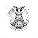 cute but scary stuffed rabbit tattoo design idea