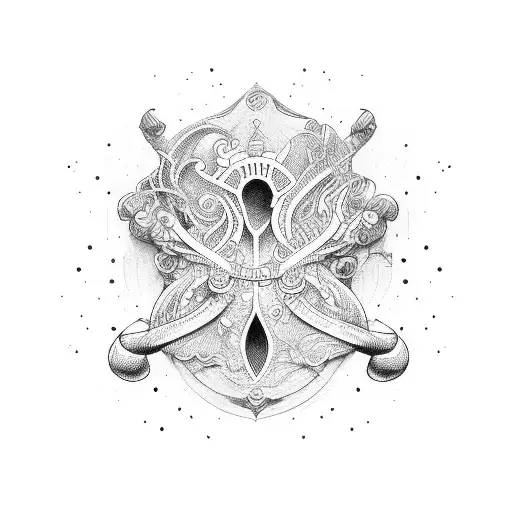 Open scroll with a rudder inside tattoo design idea