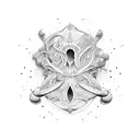 Open scroll with a rudder inside tattoo design idea