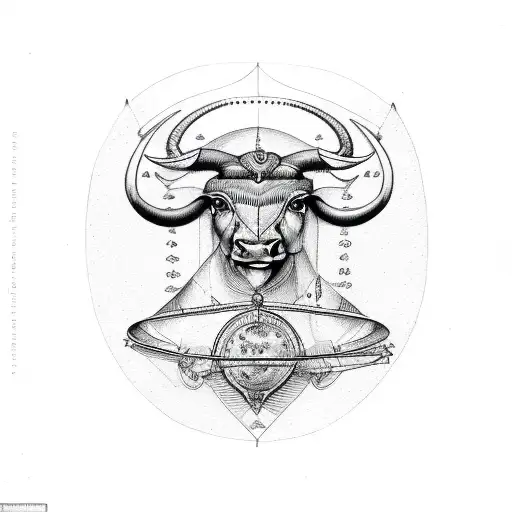 Libra scales, Taurus bull, and virgo Angle  tattoo design idea