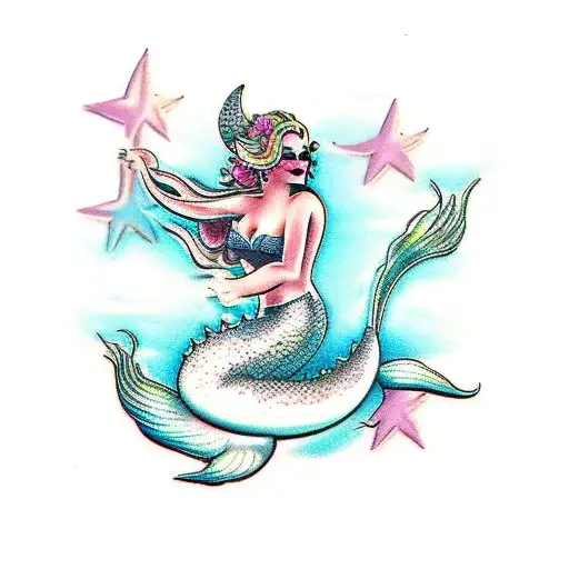 Mermaid, gemini, free and wild tattoo design idea