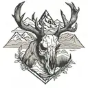 deer skull with mountains inside tattoo design idea
