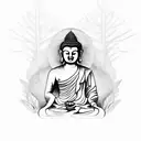 Buddha in forest tattoo design idea