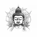 Buddha in forest tattoo design idea