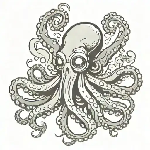 cartoon octopus knives for atms tattoo design idea