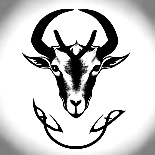 Satanic symbol and goat tattoo design idea