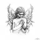 broken angel statue tattoo design idea
