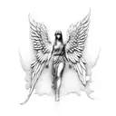 broken angel statue tattoo design idea