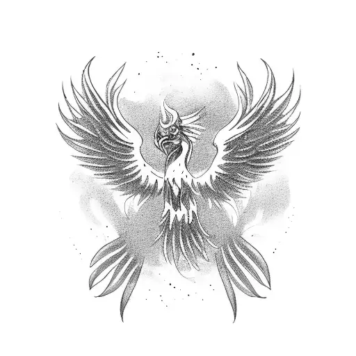 phoenix coming out of ashes, self growth  tattoo design idea