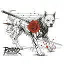 roronoa Zoro as a pitbull with earrings and swords tattoo design idea