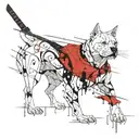 roronoa Zoro as a pitbull with earrings and swords tattoo design idea