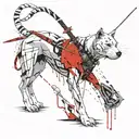 roronoa Zoro as a pitbull with earrings and swords tattoo design idea