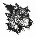 roronoa Zoro as a pitbull with earrings and swords tattoo design idea