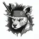 roronoa Zoro as a pitbull with earrings and swords tattoo design idea