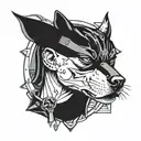 roronoa Zoro as a pitbull with earrings and swords tattoo design idea