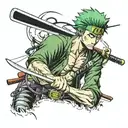 roronoa Zoro in a horror setting  tattoo design idea