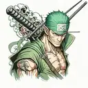 roronoa Zoro in a horror setting  tattoo design idea