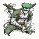 roronoa Zoro in a horror setting  tattoo design idea