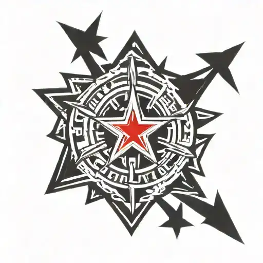 Iron Shield with a red star and the inscription BARS-20 tattoo design idea