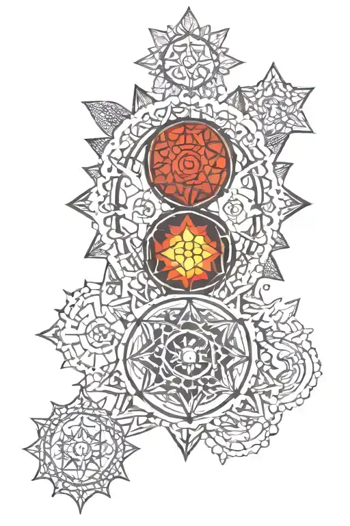 seven chakra symbols tattoo design idea