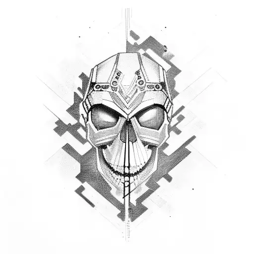 cyber punk skull tattoo design idea