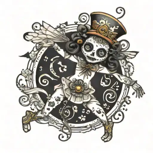 whimsical dancing voodoo doll  tattoo design idea