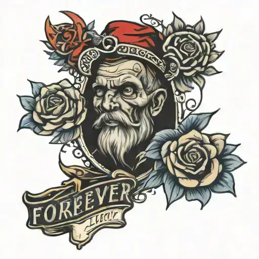 design a tatto with words: forever young since 1982 tattoo design idea
