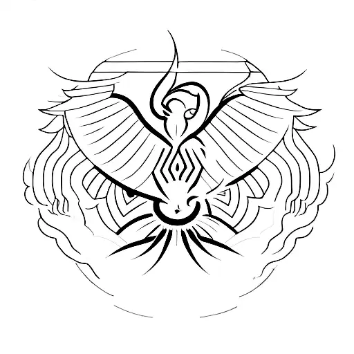 A phoenix emerging from lines of code, symbolizing rebirth and growth tattoo design idea
