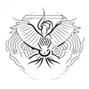 A phoenix emerging from lines of code, symbolizing rebirth and growth tattoo design idea