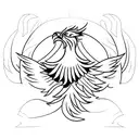 A phoenix emerging from lines of code, symbolizing rebirth and growth tattoo design idea