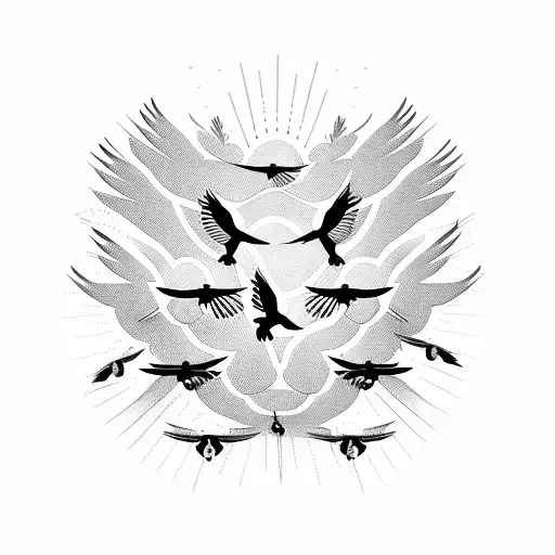 flock of birds freedom female tattoo design idea