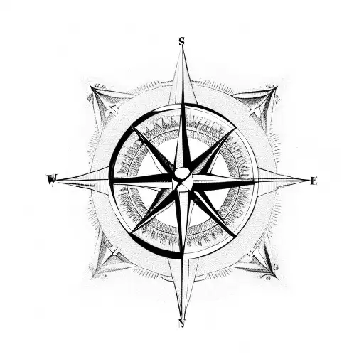 Compass and cross tattoo design idea